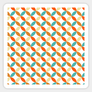 Turquoise Orange Cream Mid Century Circles Pattern Sticker